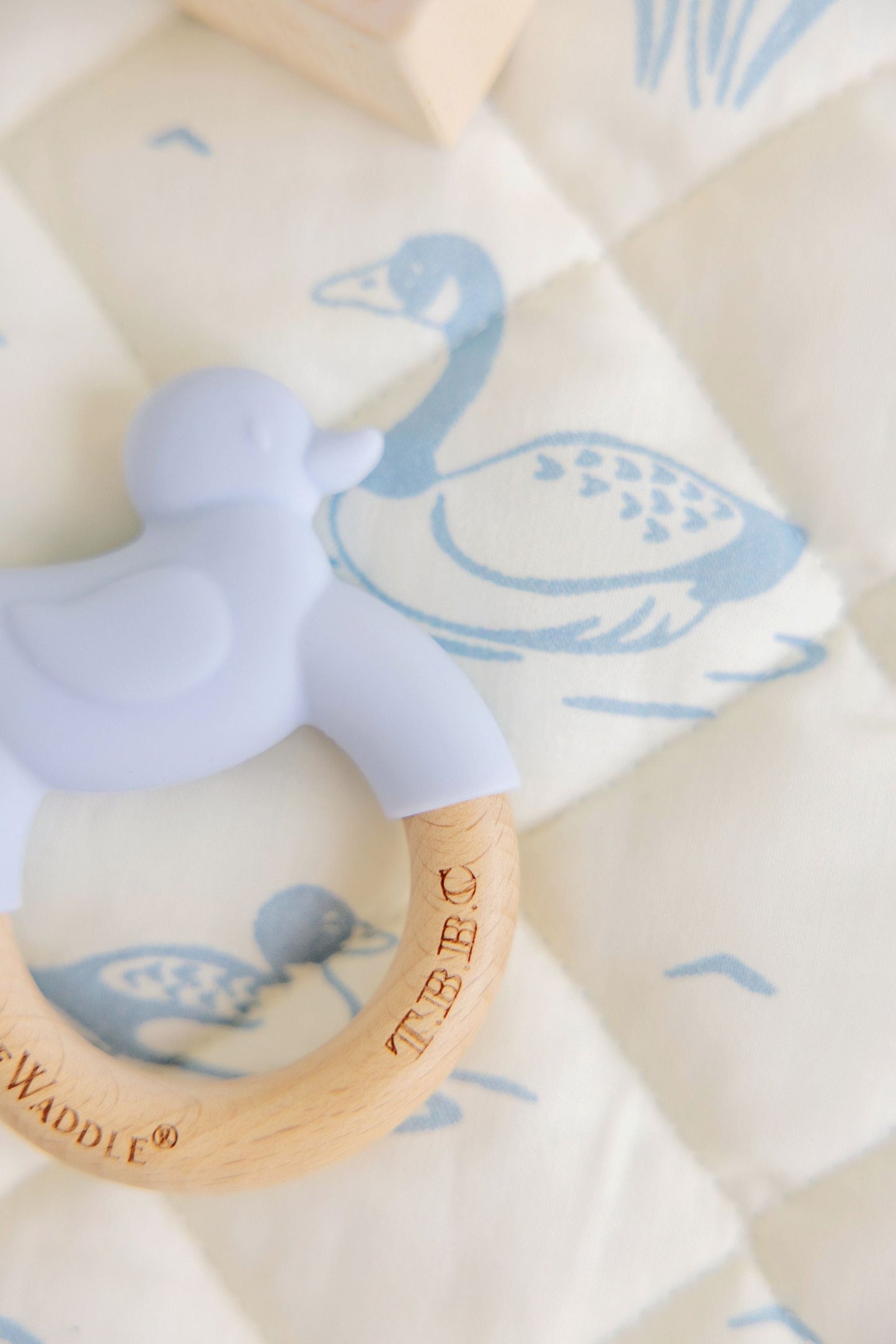 Beaufort Bonnet Duck Wooden & Silicone Teether - Buckhead Blue