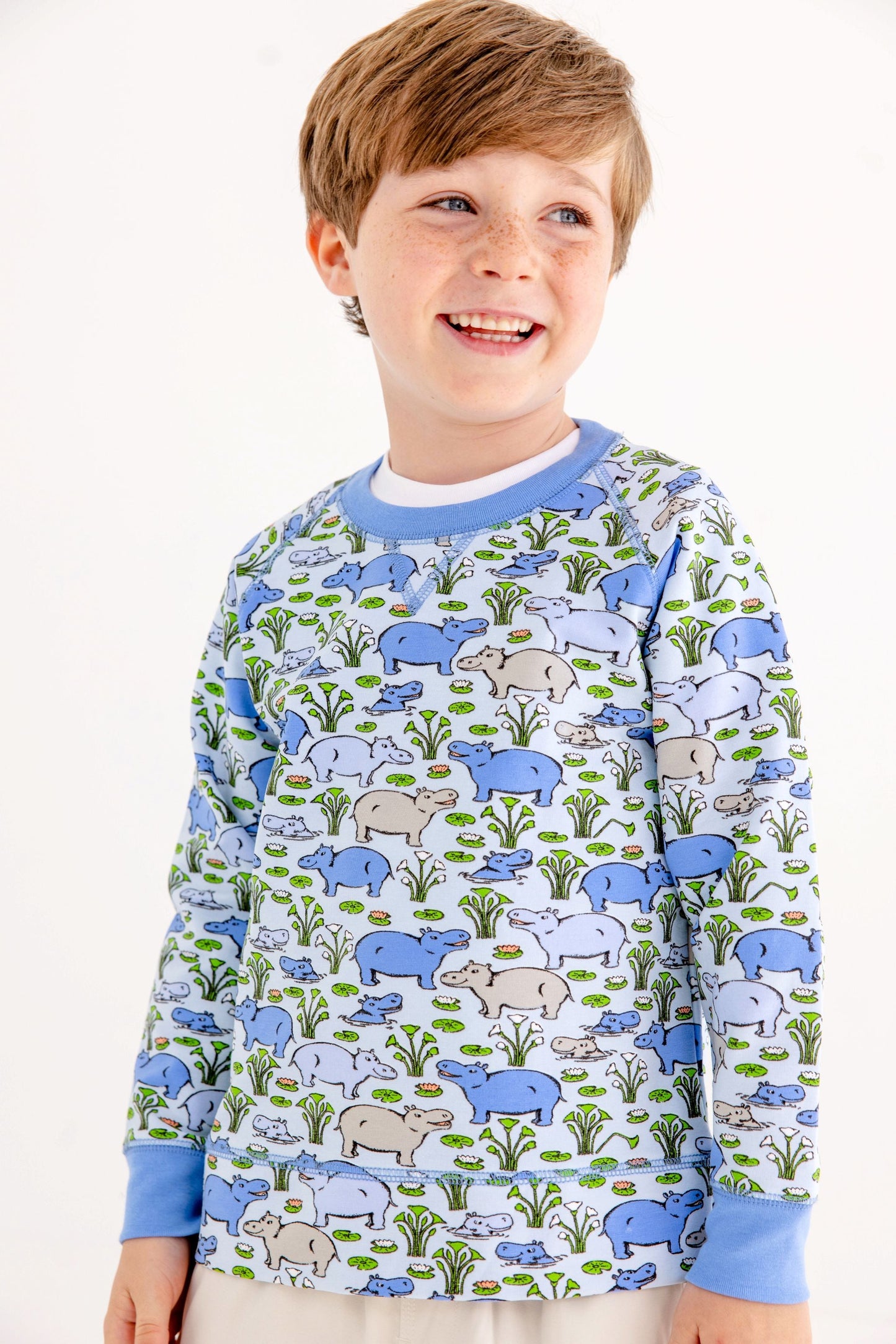 Beaufort Bonnet Cassidy Comfy Crewneck - Bal Harbour Hippo (Beale Street Blu