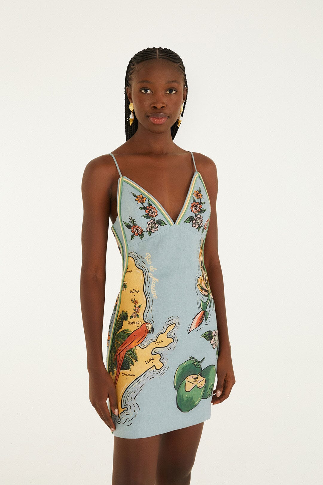 Blue Beaches Path Ballon Mini Dress - FARM Rio BEACHES PATH MULTICOLOR