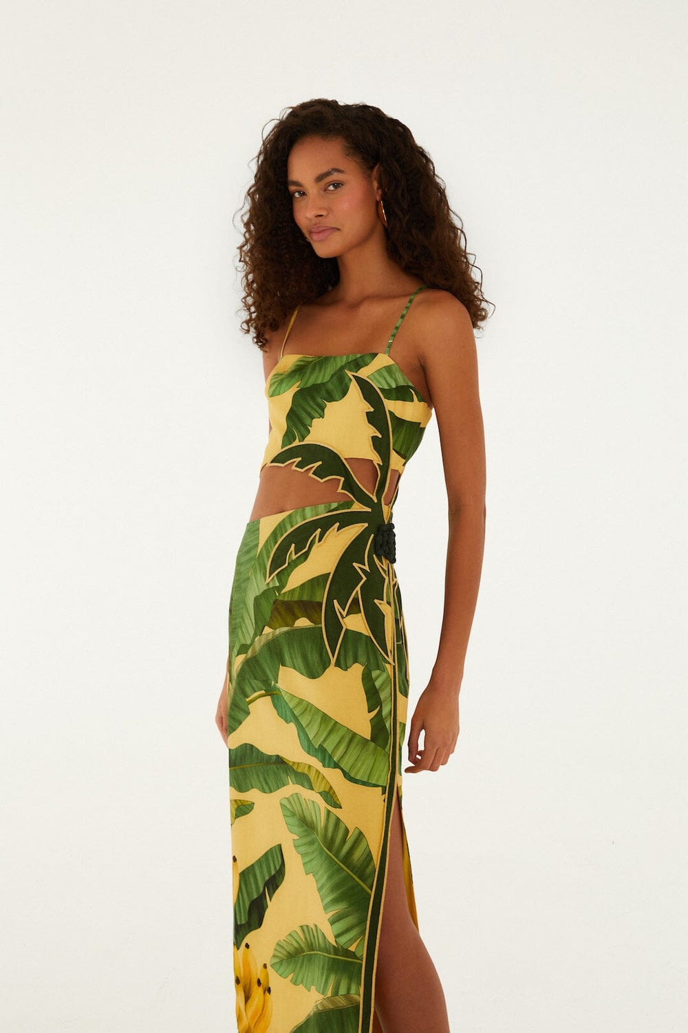 Soft Yellow Banana Leaves Maxi Dress - FARM Rio FRUIT BANANA LEAVES SOFT YELLOW