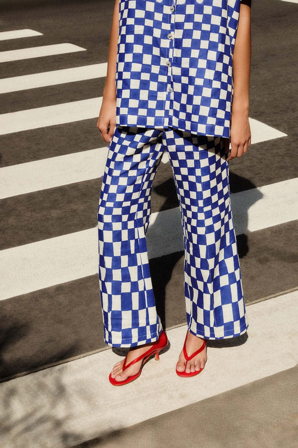 Blue Dream Checkered Lenzing Ecovero Euroflax Pants - FARM Rio DREAM CHECKERED BLUE