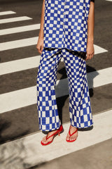 Blue Dream Checkered Lenzing Ecovero Euroflax Pants - FARM Rio DREAM CHECKERED BLUE