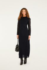 Black Embroidered Sheer Sleeve Maxi Dress - FARM Rio BLACK