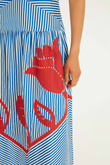 Blue Sky Stripes Sleeveless Midi Dress - FARM Rio SKY STRIPES BLUE