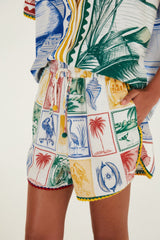 Off-White Brasil Vintage Crochet Lenzing Ecovero Euroflax Shorts - FARM Rio BRASIL VINTAGE OFF-WHITE