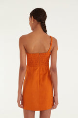 Orange Flower Euroflax Premium Linen Mini Dress - FARM Rio ORANGE