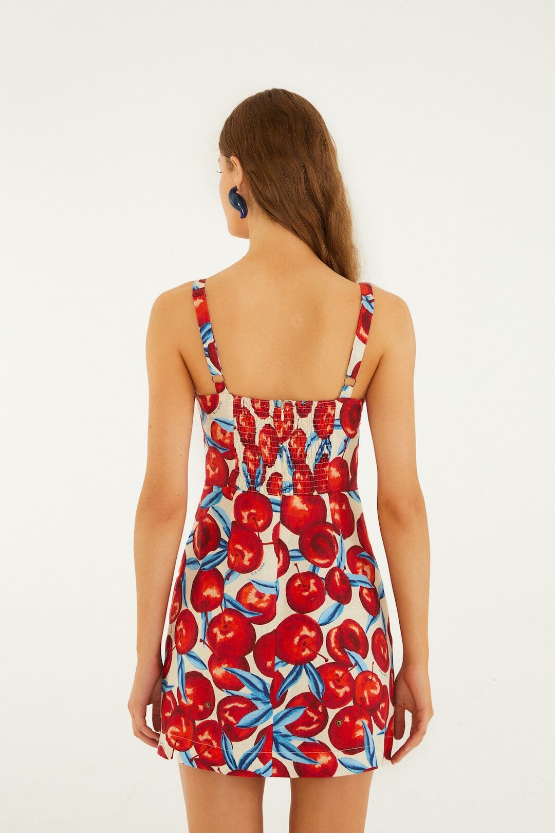Cherry Blossom Sleeveless Euroflax Premium Linen Mini Dress - FARM Rio CHERRY BLOSSOM