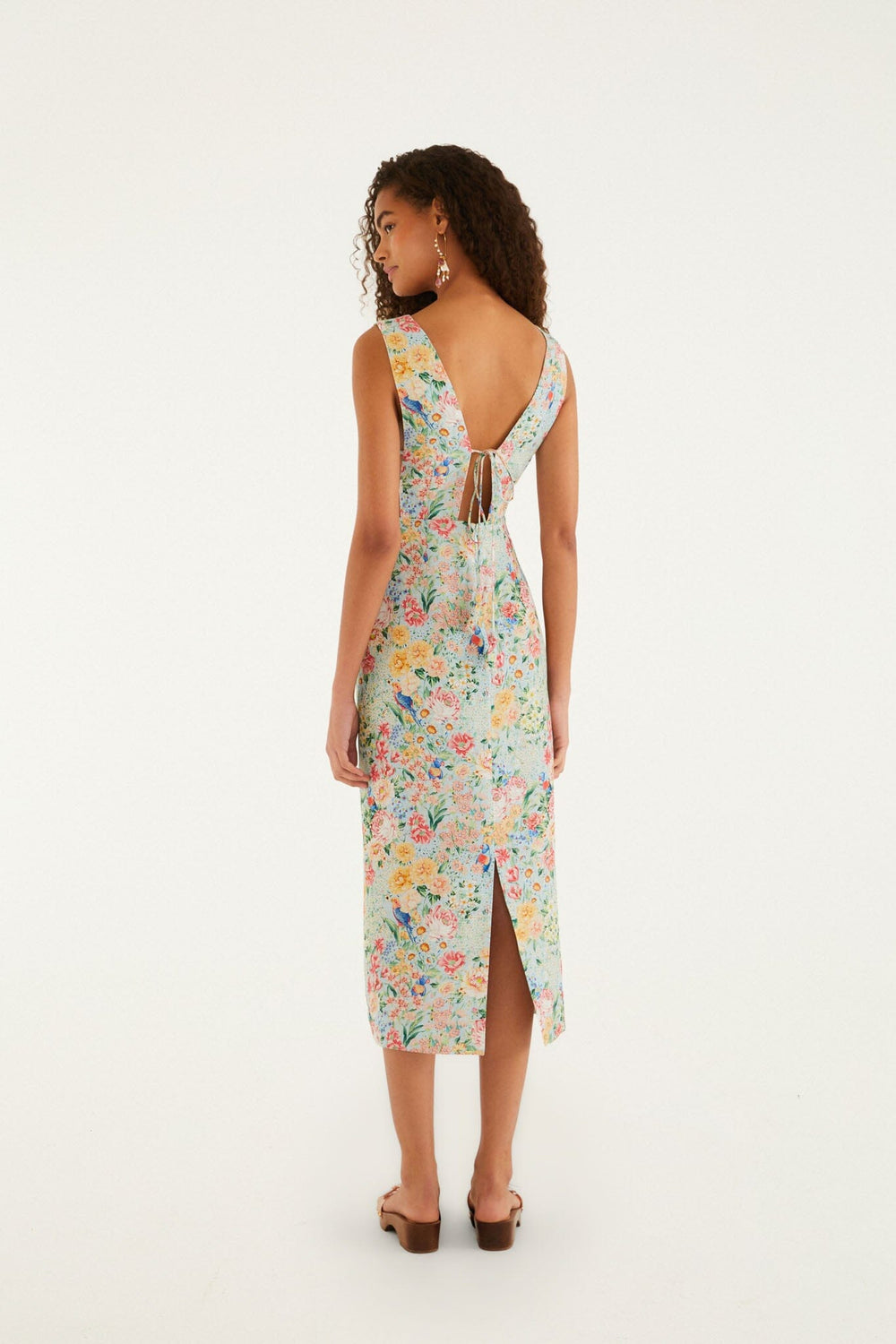 Multicolor Rendeira 3d Bodice Euroflax Premium Linen Midi Dress - FARM Rio RENDEIRA MULTICOLOR