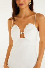Off-White Shell Bodice Pearl Midi Dress - FARM Rio OFF-WHITE