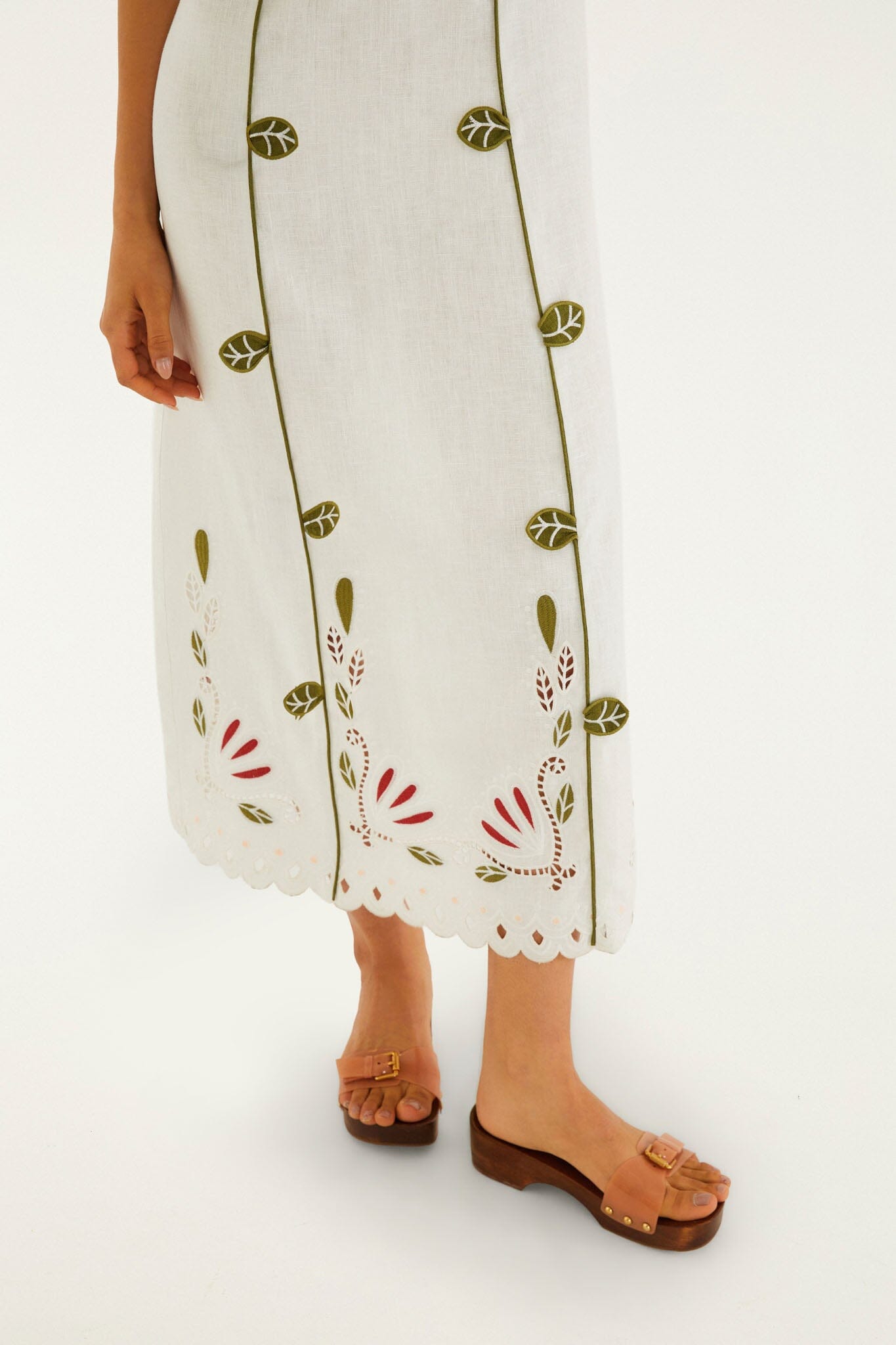 Off-White Tulip Richelieu Embroidered Midi Dress - FARM Rio OFF-WHITE