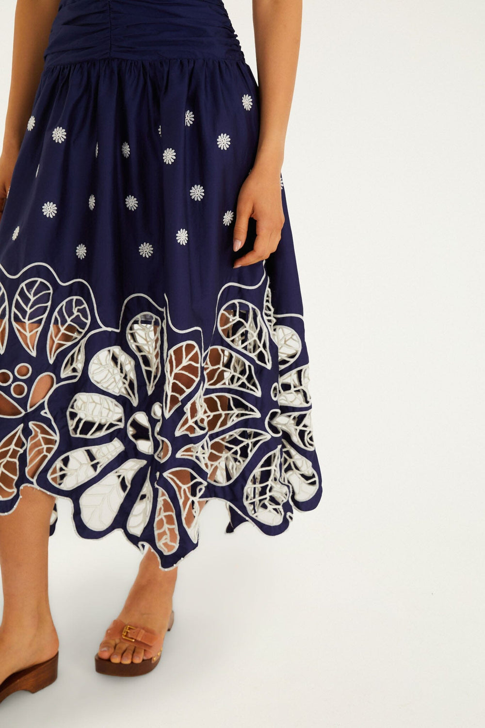 Navy Blue Embroidered Richelieu Midi Dress - FARM Rio DARK BLUE