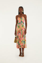 Soft Pink Pool Time Ruched Sleeveless Midi Dress - FARM Rio POOL TIME SOFT PINK