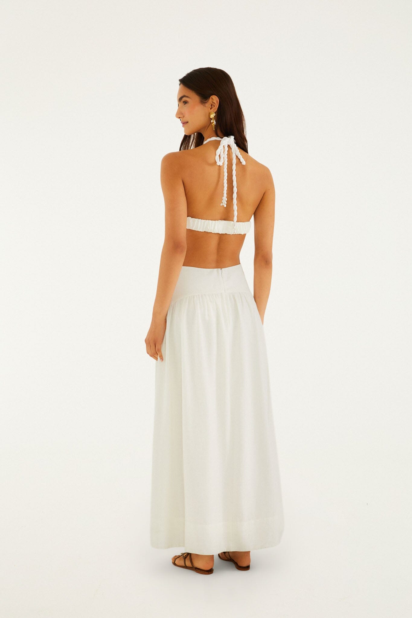 Off-White Coast Stars 3d Bodice Lenzing Ecovero Euroflax Maxi Dress - FARM Rio COAST STARS OFF-WHITE