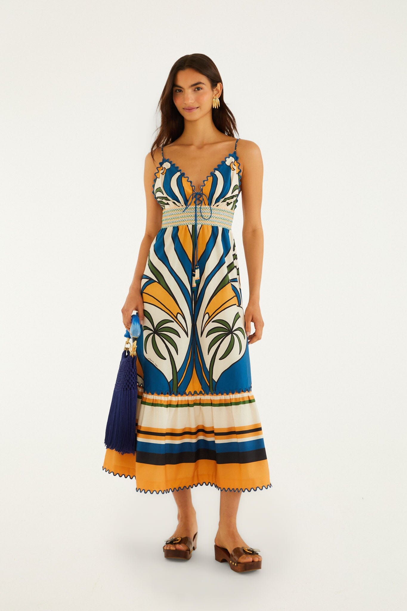 Multicolor Tropical Graphic Wavy Detail Maxi Dress - FARM Rio TROPICAL GRAPHIC