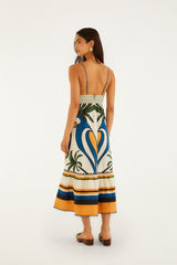 Multicolor Tropical Graphic Wavy Detail Maxi Dress - FARM Rio TROPICAL GRAPHIC