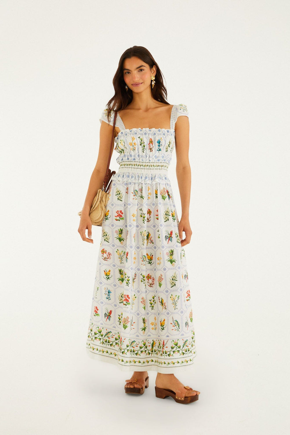 Off-White Tropical Porcelain Organic Cotton Maxi Dress - FARM Rio TROPICAL PORCELAIN OFF-WHITE