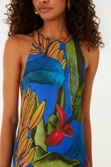 Blue Banana Grapes Sleeveless Lenzing Ecovero Maxi Dress - FARM Rio BANANA GRAPES BLUE