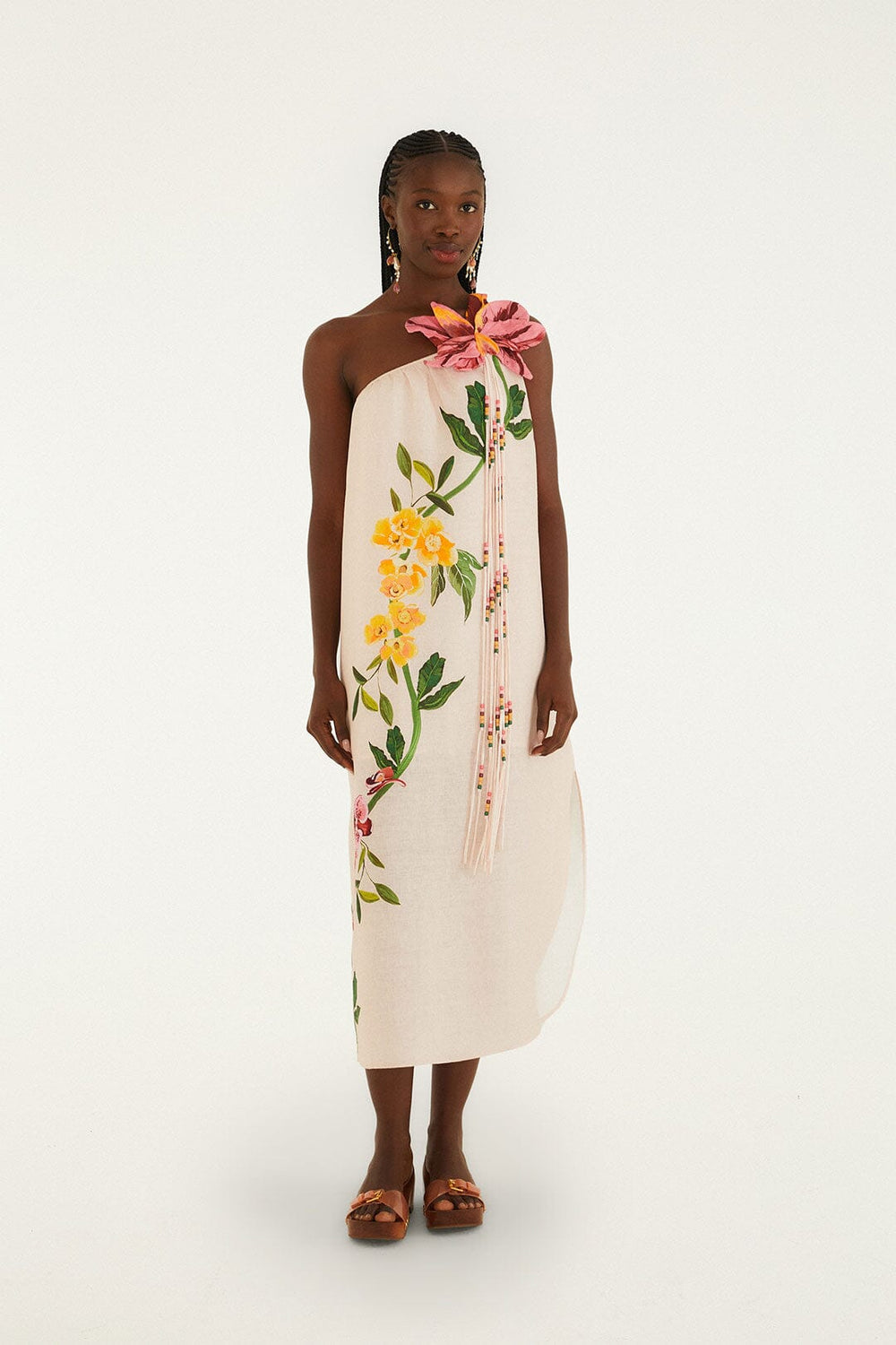 Pink Garden Terrace 3d One-Shoulder Maxi Dress - FARM Rio GARDEN TERRACE PINK
