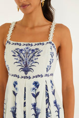 Off-White Flowers Arch Pleats Maxi Dress - FARM Rio FLOWERS ARCH OFF-WHITE