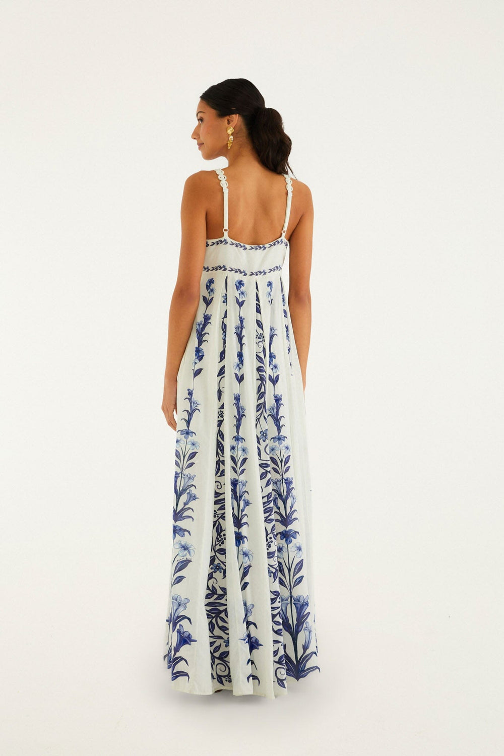 Off-White Flowers Arch Pleats Maxi Dress - FARM Rio FLOWERS ARCH OFF-WHITE