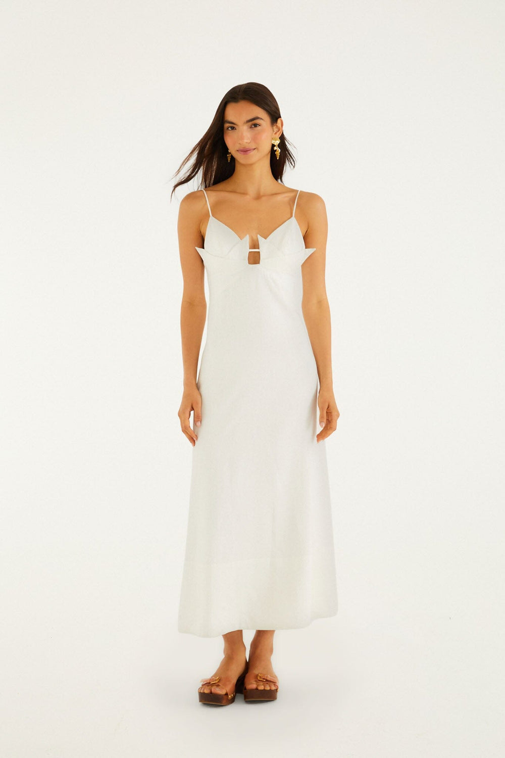 Off-White Paper Boat 3d Lenzing Ecovero Euroflax Maxi Dress - FARM Rio OFF-WHITE