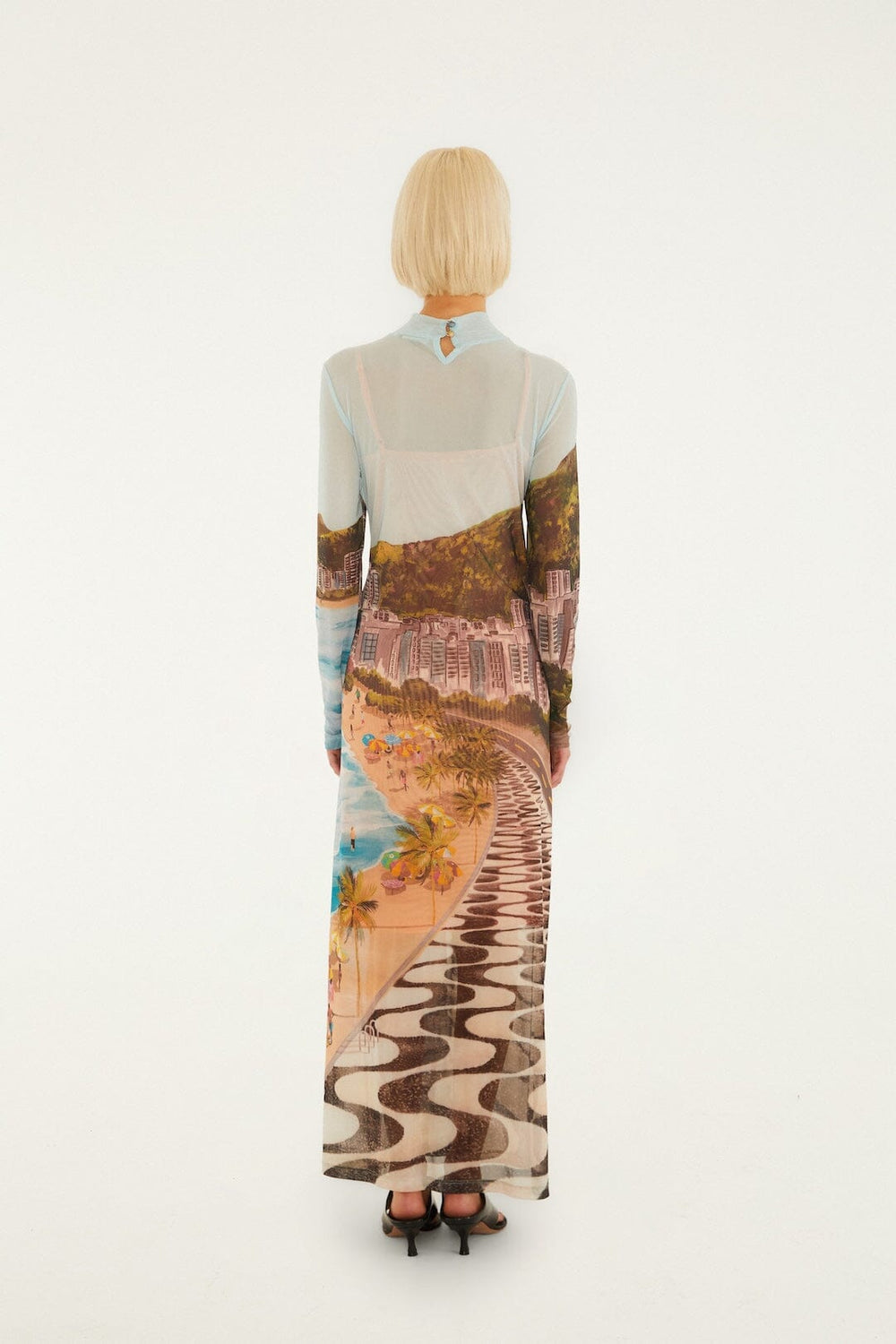 Multicolor Copacabana Beach Long Sleeve Maxi Dress - FARM Rio COPACABANA BEACH MULTICOLOR
