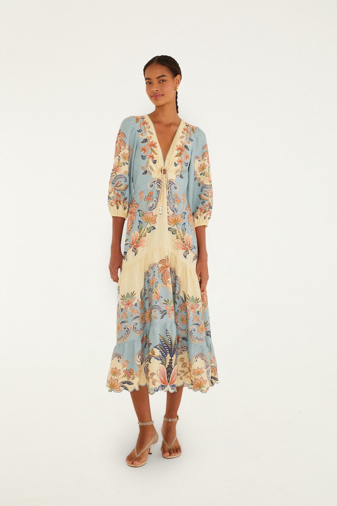 Butter Yellow Boho Beauty Lenzing Ecovero Euroflax Maxi Dress - FARM Rio BOHO BEAUTY BUTTER
