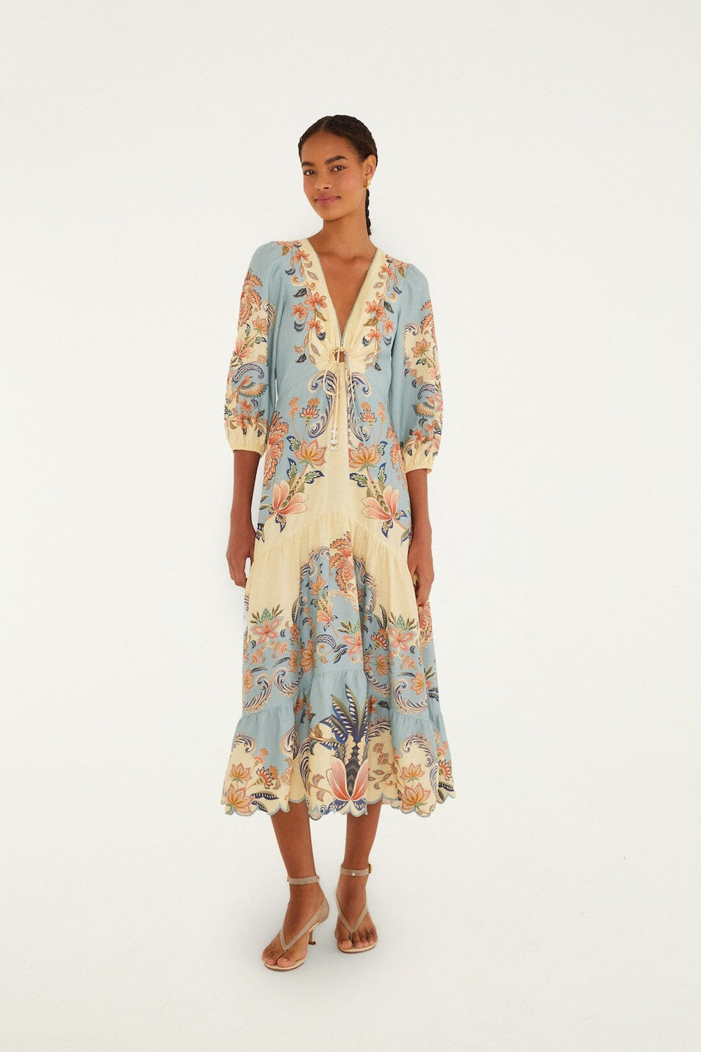 Butter Yellow Boho Beauty Lenzing Ecovero Euroflax Maxi Dress - FARM Rio BOHO BEAUTY BUTTER
