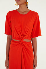 Red Artsy Flora Cut-Out Organic Cotton Maxi Dress - FARM Rio RED