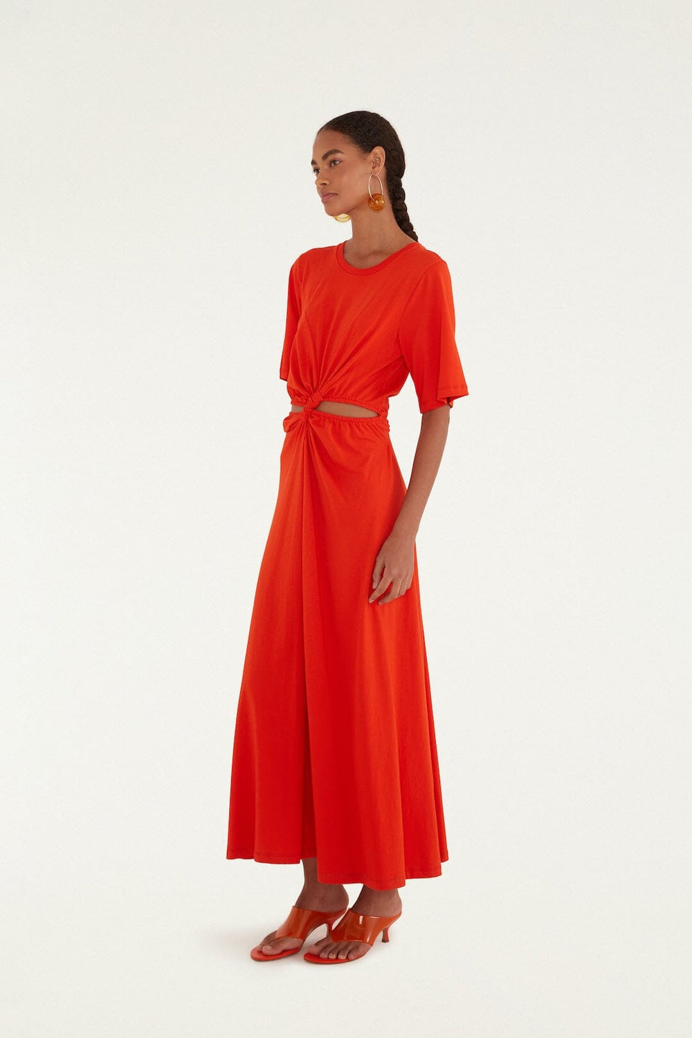 Red Artsy Flora Cut-Out Organic Cotton Maxi Dress - FARM Rio RED