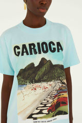 Dois Irmaos Landscape Carioca Organic Cotton Relaxed T-Shirt - FARM Rio BLUE