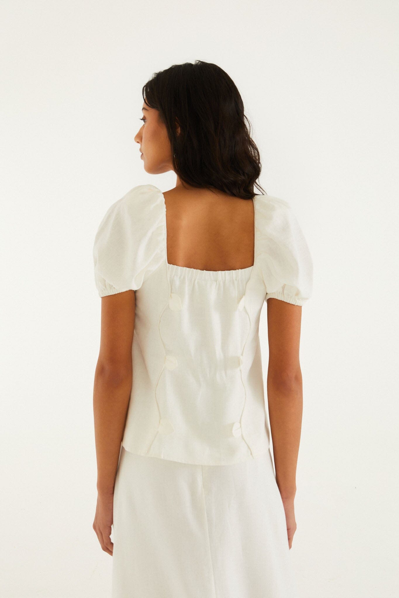 Off-White 3d Flowers Puff Sleeve Blouse - FARM Rio OFF-WHITE