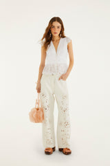 Off-White Embroidered Lace Blouse - FARM Rio OFF-WHITE