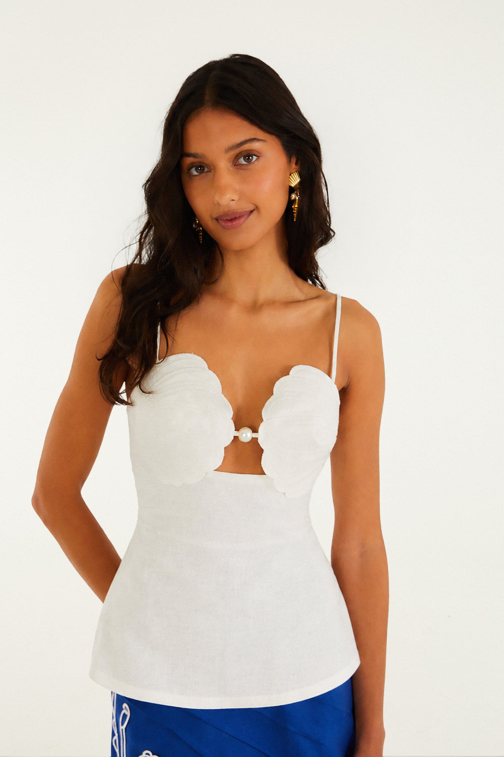 Off-White 3d Shell Euroflax Premium Linen Peplum Blouse - FARM Rio OFF-WHITE