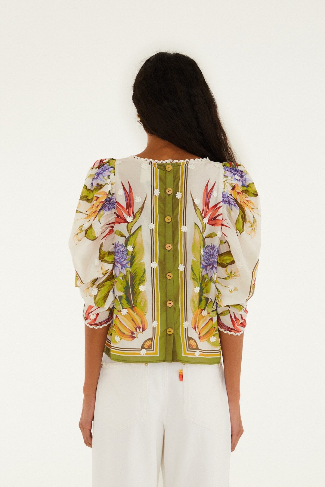 Sand Tropical Scarf Blouse - FARM Rio TROPICAL SCARF SAND