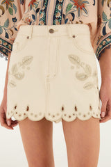 Off-White Canva Scallop Richelieu Skirt - FARM Rio OFF-WHITE
