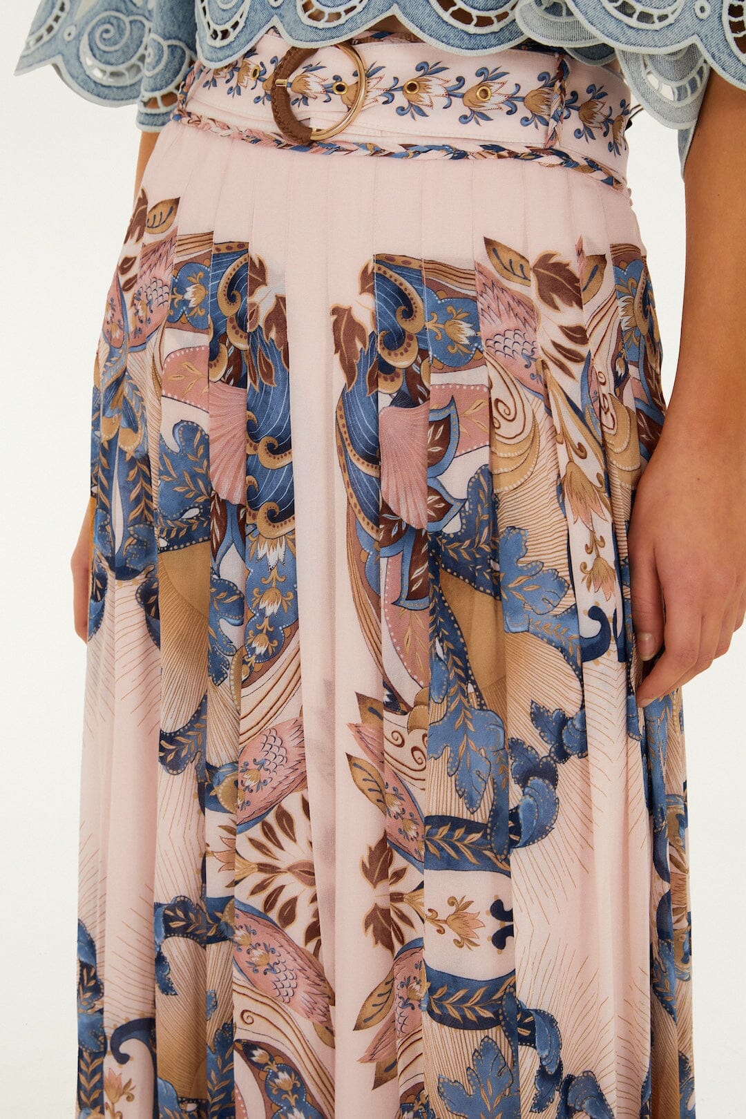 Soft Pink Sea Garden Scarf Pleated Maxi Skirt - FARM Rio SEA GARDEN SCARF SOFT PINK