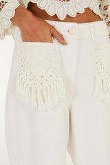 Twill Fringe Pocket Pants - FARM Rio DENIM