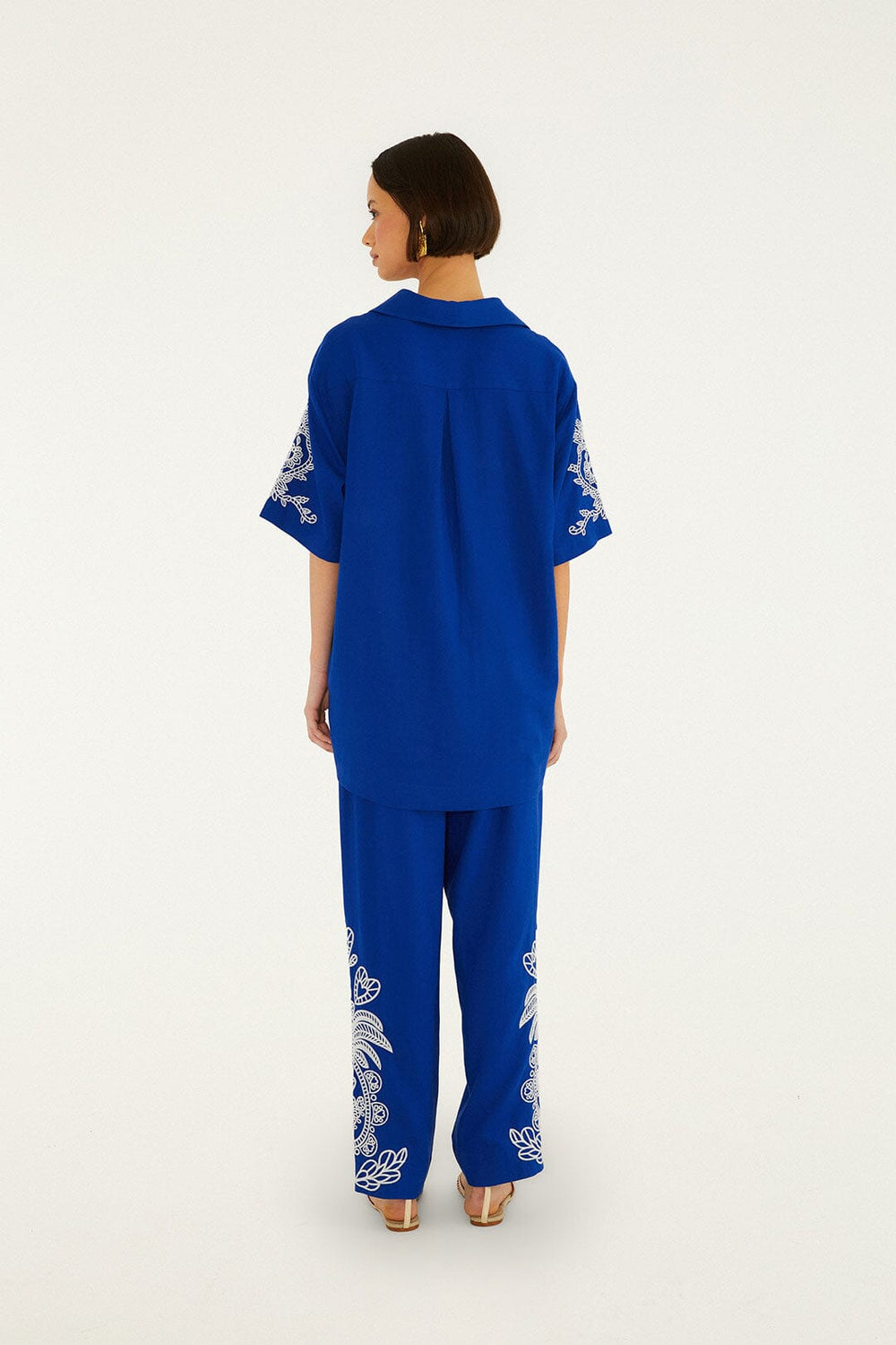 Blue Romantic Embroidered Lenzing Ecovero Euroflax Pants - FARM Rio BLUE