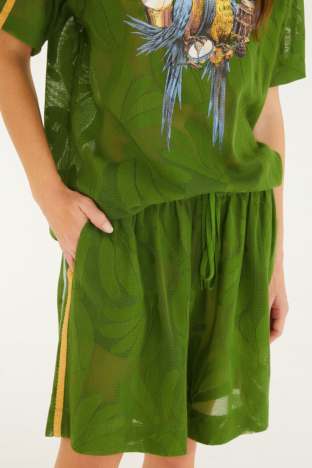 Green Brasil Samba Lace Shorts - FARM Rio GREEN