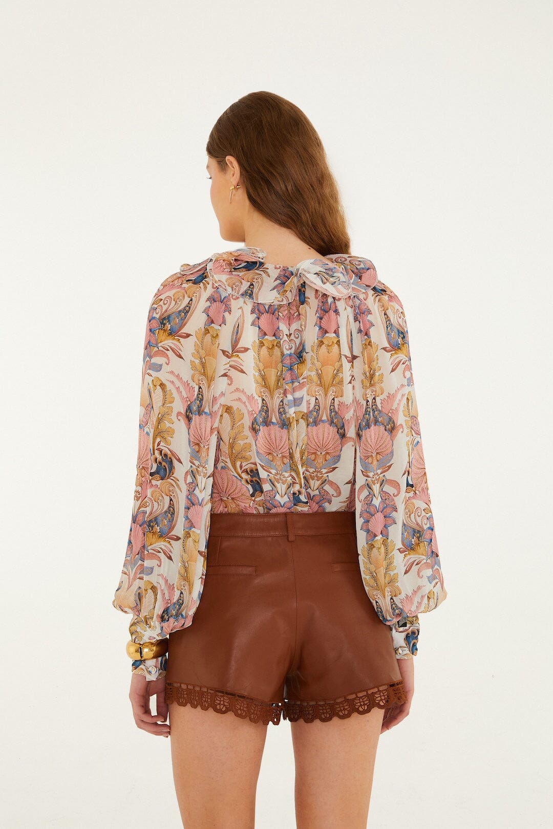 Caramel Richelieu Belt Loops Leather Shorts - FARM Rio CARAMEL