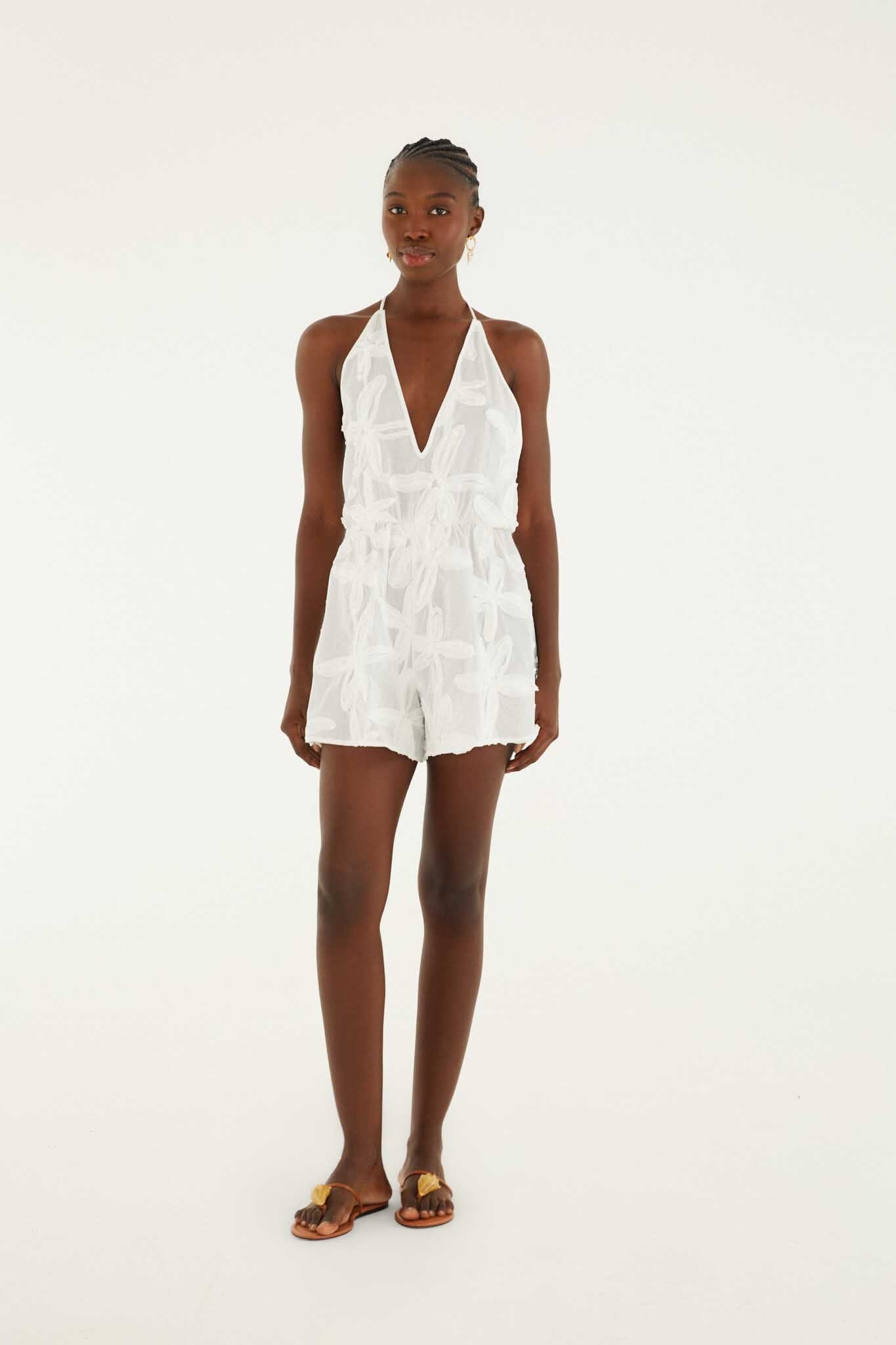 Romper With Neck Tie - FARM Rio COAST SHELL