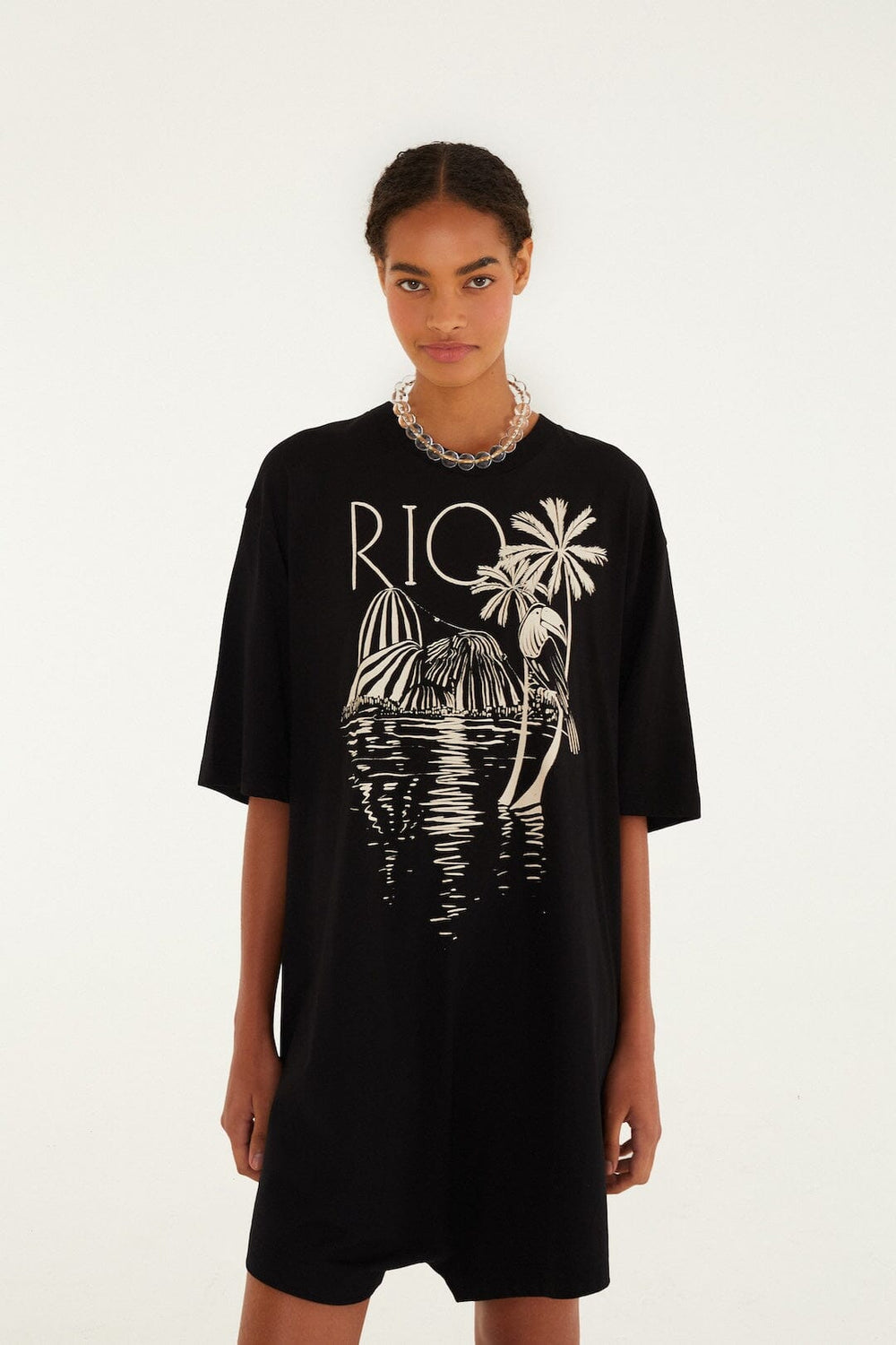 B&w Rio Organic Cotton Mini Jumpsuit - FARM Rio BLACK