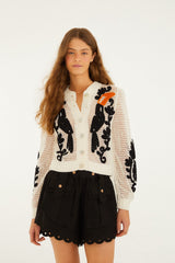 Toucan Crochet Cardigan - FARM Rio OFF-WHITE