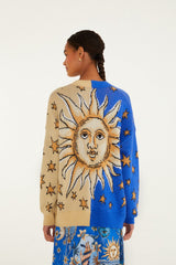 Mixed Mystical Sun Buttoned Knit Cardigan - FARM Rio MYSTICAL BLUE