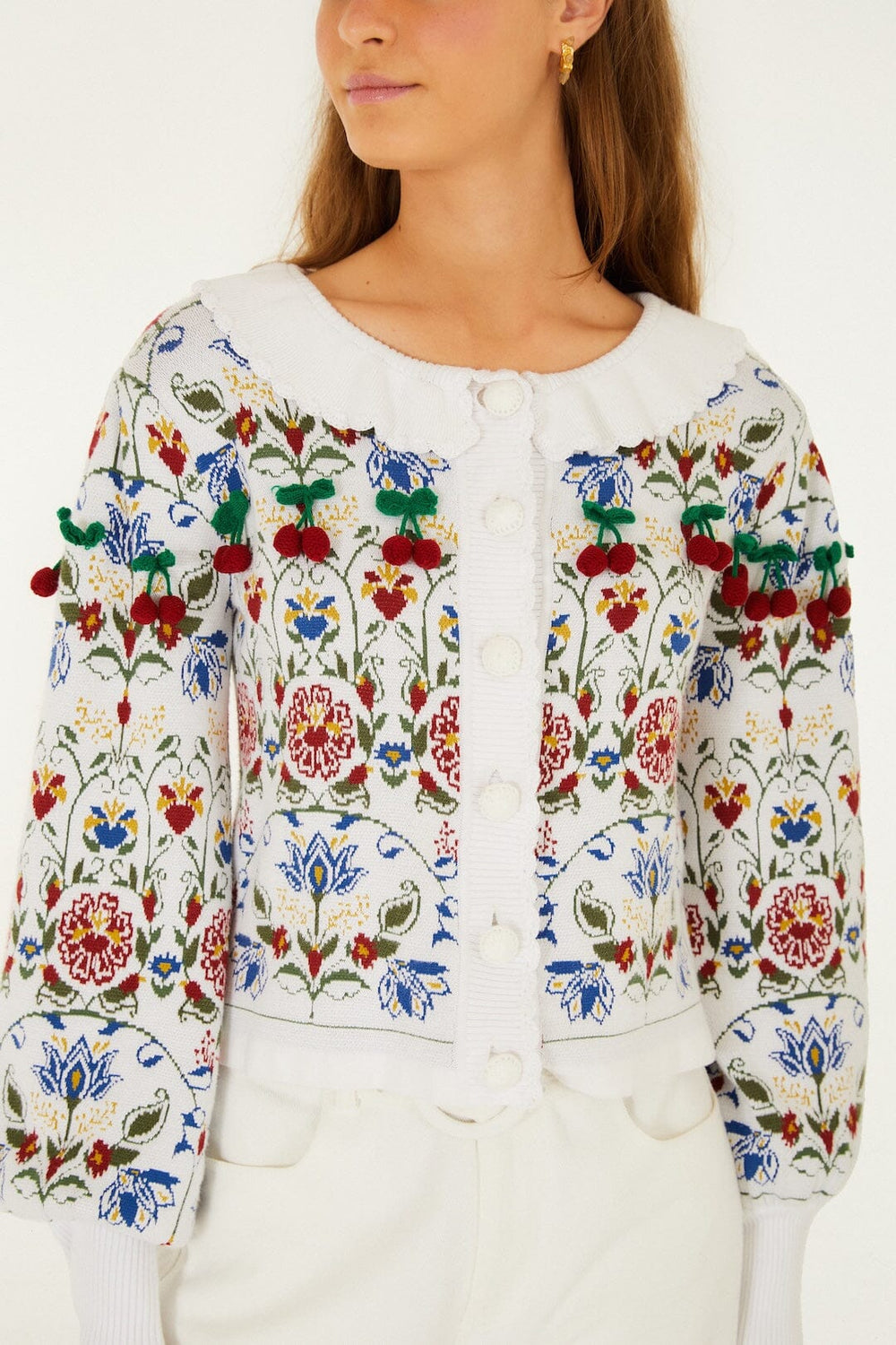 Stitched Garden Ainika Knit Cardigan - FARM Rio STITCHED GARDEN OFF-WHITE