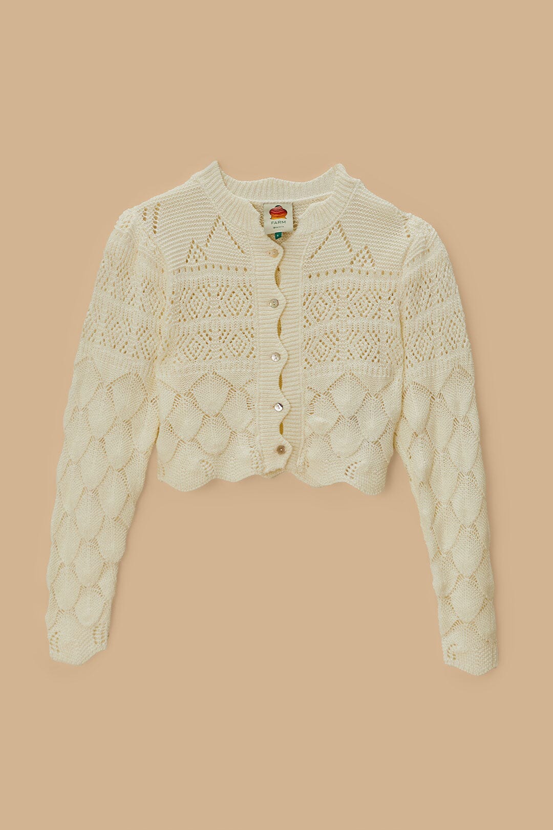 Off-White Mixed Lace Stitch Cardigan - FARM Rio OFF-WHITE