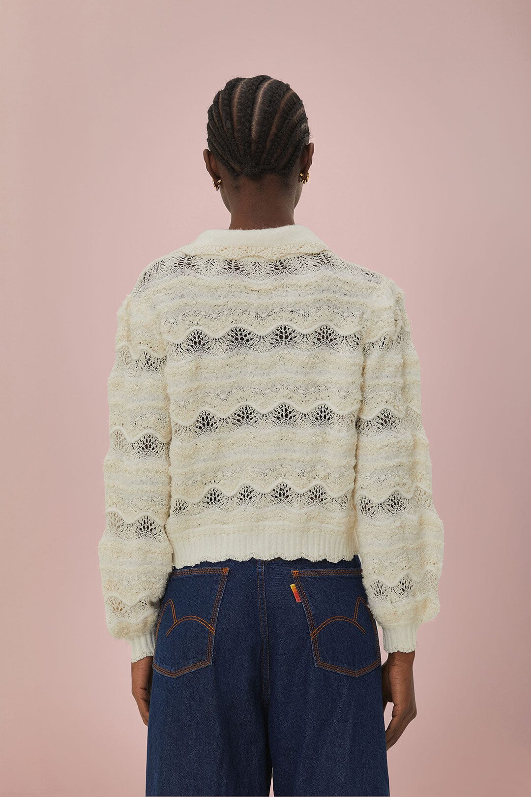 Mixed Stitches Off-White Knit Cardigan - FARM Rio OFF-WHITE