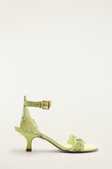 Green Lace Jelly Kitten Heeled Sandal - FARM Rio PEAR GREEN
