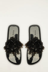 Black Jelly Flower Flat Sandal - FARM Rio BLACK